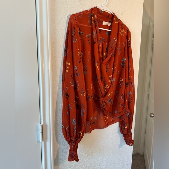 Caroline Constas New York Silk Floral Long Sleeve Blouse Womens Size Medium - Picture 2 of 8